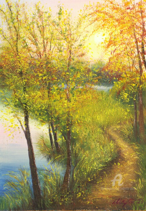 Картина под названием "Autumnal mood" - Ludmilla Ukrow, Подлинное произведение искусства, Масло