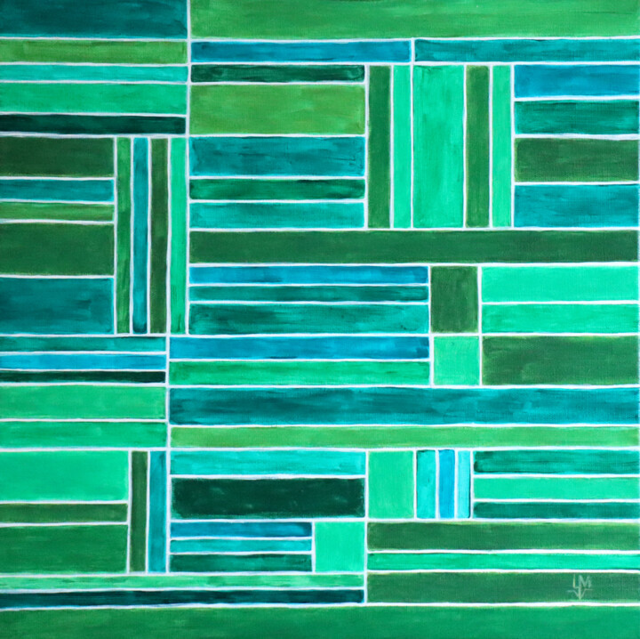 Painting titled "Grüne Wege aus der…" by Ludmilla Wingelmaier, Original Artwork, Acrylic Mounted on Wood Stretcher frame