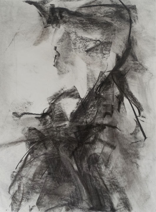 Drawing titled "#23221" by Ludovic Michaux (Ludom), Original Artwork, Charcoal