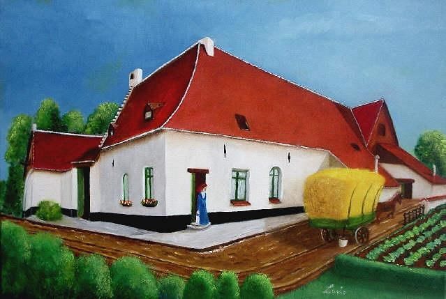Painting titled "Old Farmhouse" by Ludovic Van Begin, Original Artwork