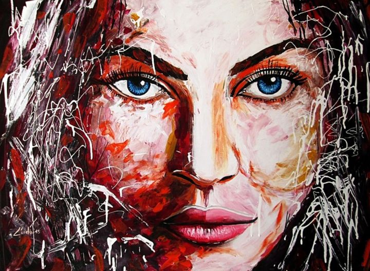 Painting titled "blue-eyes.jpg" by Ludo Sevcik, Original Artwork, Acrylic