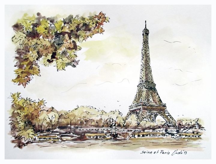 "Seine-et-Paris" başlıklı Resim Ludo Sevcik tarafından, Orijinal sanat, Mürekkep