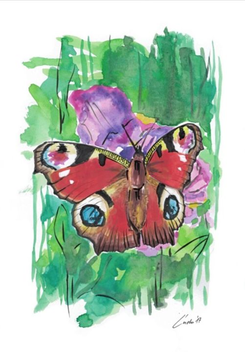 绘画 标题为“butterfly-5.jpg” 由Ludo Sevcik, 原创艺术品, 墨