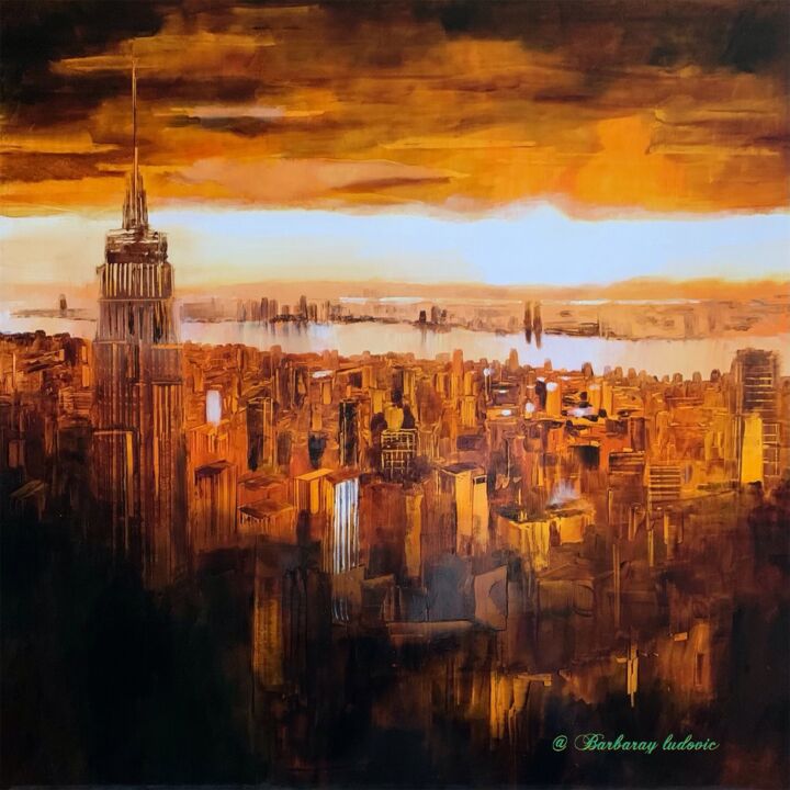 Painting titled "Hudson river" by Ludovic Barbaray, Original Artwork, Oil