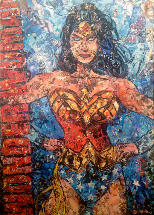 Collagen mit dem Titel "wonderwoman-50x70-c…" von Mattovic, Original-Kunstwerk