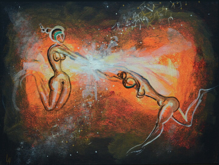 Ζωγραφική με τίτλο "Danse cosmique" από Ludovic Lan, Αυθεντικά έργα τέχνης, Ακρυλικό