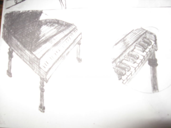 Drawing titled "piano" by Ludovic Grumel, Original Artwork, Ballpoint pen