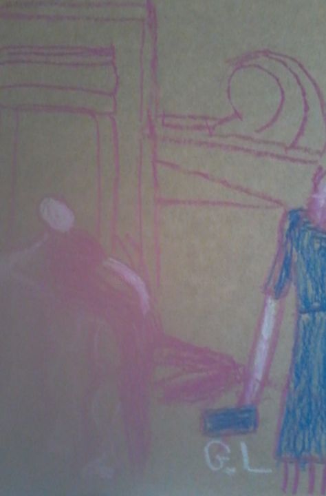 Dessin intitulée "vautrée" par Ludovic Grumel, Œuvre d'art originale, Crayon