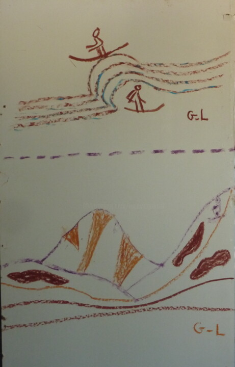 Peinture intitulée "la glisse" par Ludovic Grumel, Œuvre d'art originale, Huile