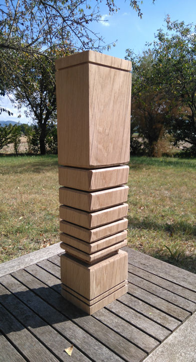 Sculpture intitulée "Totem Chêne" par Ludovik Bost  Totems Cambium-Même, Œuvre d'art originale, Bois