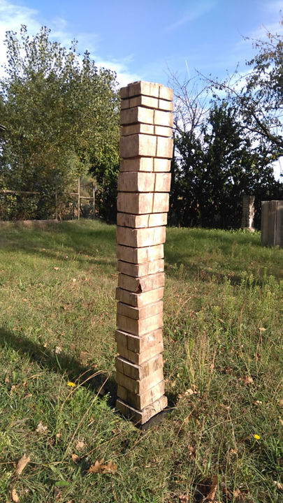 Sculpture titled "Ekilibre" by Ludovik Bost  Totems Cambium-Même, Original Artwork, Wood