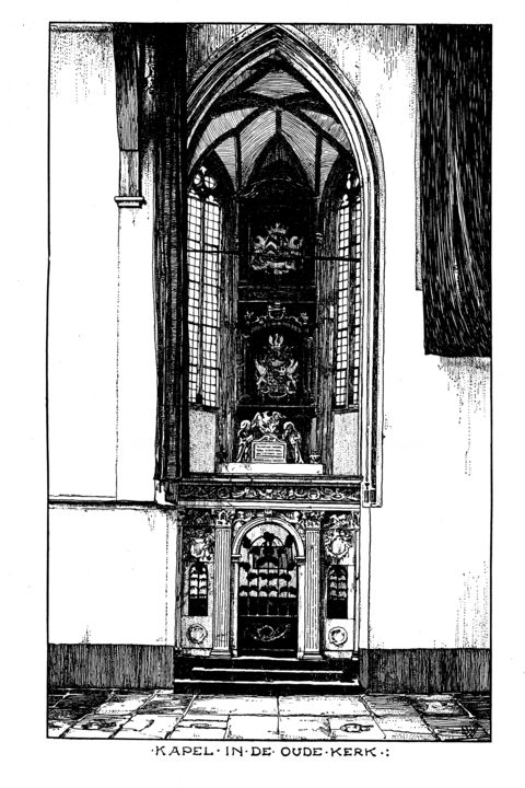 Prenten & gravures getiteld "Kapel Oude kerk  Am…" door Ludwig Willem Reymert Wenkenbach, Origineel Kunstwerk, Digitale afdr…