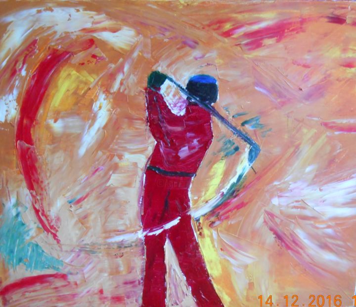 Painting titled "Le Golfeur fou du B…" by Ludwig, Original Artwork, Oil