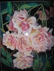 Peinture intitulée "Les roses anciennes" par Lugez Marcelle, Œuvre d'art originale, Pastel