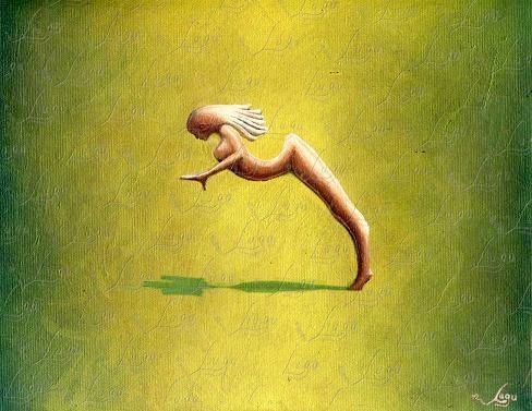 Pintura titulada "Falling" por Lu Gu, Obra de arte original, Oleo