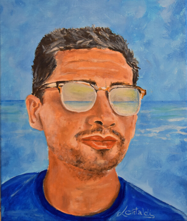 Malerei mit dem Titel "The sea in the eyes" von Luigi Cataldi, Original-Kunstwerk, Öl