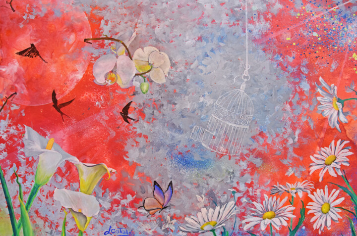Painting titled "it's spring" by Luigi Cataldi, Original Artwork, Acrylic