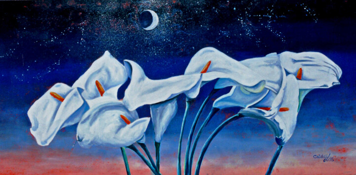 Pittura intitolato "I fiori non tramont…" da Luigi Cataldi, Opera d'arte originale, Olio