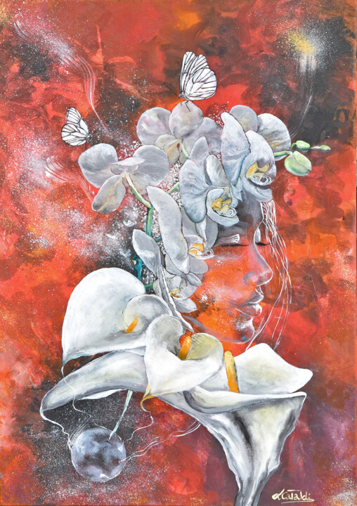 Картина под названием "Floral weaves" - Luigi Cataldi, Подлинное произведение искусства, Масло