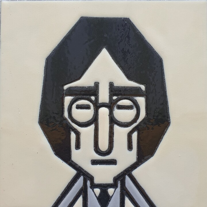 Painting titled "John Lennon" by Luigi Corriero (Luicorresart), Original Artwork, Enamel