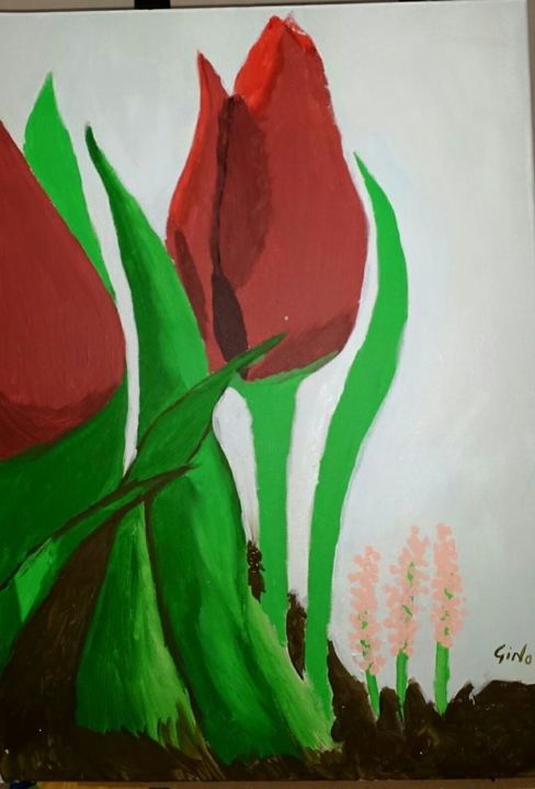 Painting titled "tulipani" by Gino, Original Artwork, Acrylic