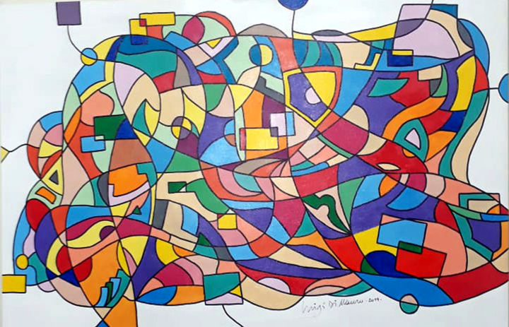 Painting titled "Connected Colors 19" by Luigi Di Mauro, Original Artwork, Acrylic