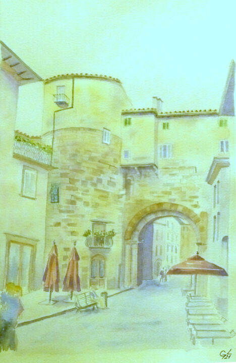 Картина под названием "Porta dei borghi" - Luigi Giammattei, Подлинное произведение искусства, Акварель