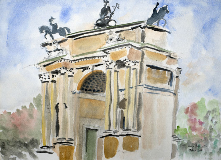 Pittura intitolato "ARCH OF PEACE" da Luigi Brenna, Opera d'arte originale, Acquarello