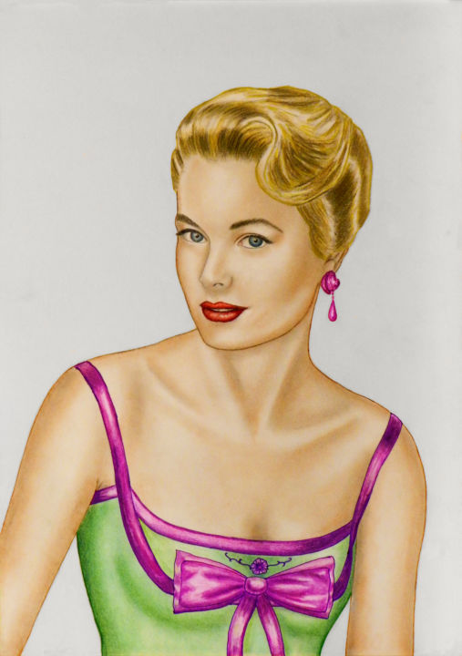 Painting titled "Grace Kelly portrai…" by Luigi Carlo, Original Artwork, Other