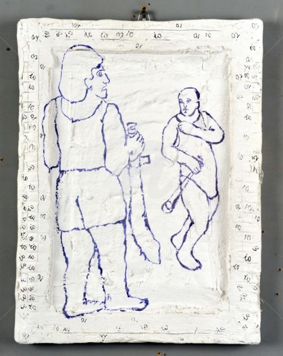 Pittura intitolato "Davide e Golia" da Luigi Curcio, Opera d'arte originale