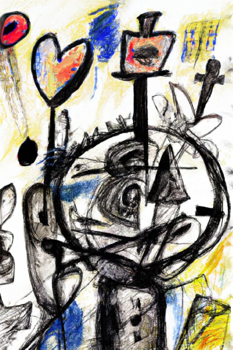 Картина под названием "Stretchatom" - Luigi Fazio (Fazio's Concepts), Подлинное произведение искусства, Пастель