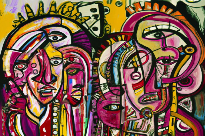Schilderij getiteld "Metro Tribal" door Luigi Fazio (Fazio's Concepts), Origineel Kunstwerk, Acryl