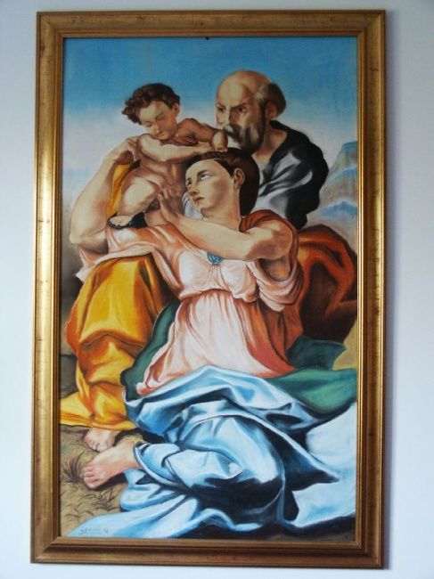Painting titled "La sacra famiglia-…" by Legno Luigi, Original Artwork