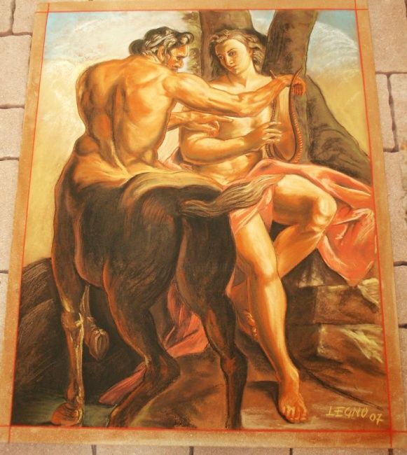 Pittura intitolato "Madonnari a Verona" da Legno Luigi, Opera d'arte originale
