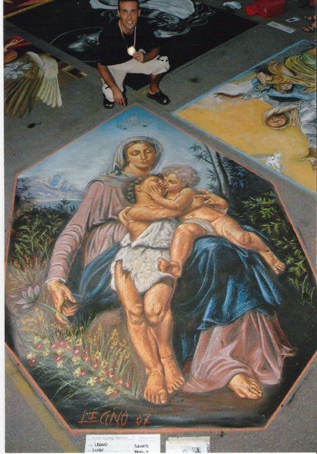 Painting titled "La Sacra Famiglia-B…" by Legno Luigi, Original Artwork