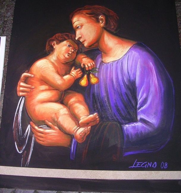 Pittura intitolato "Maternità" da Legno Luigi, Opera d'arte originale