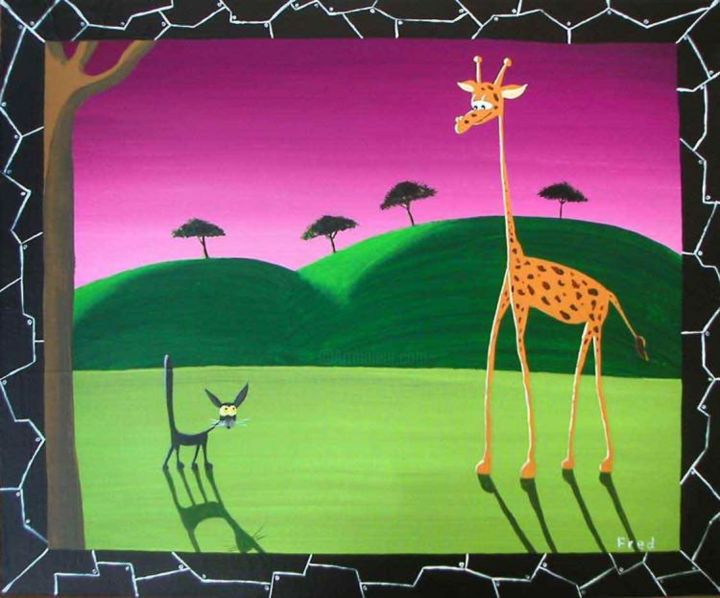 Painting titled "girafe" by Frederic Lamy, Original Artwork