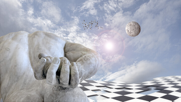 Цифровое искусство под названием "Hand in the sky" - Luigi M. Verde, Подлинное произведение искусства, Манипулированная фото…