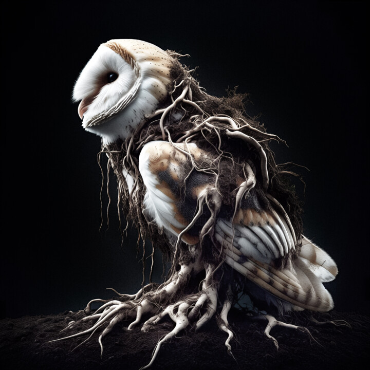 Arts numériques intitulée "THE BARN OWL" par Luigi M. Verde, Œuvre d'art originale, Image générée par l'IA