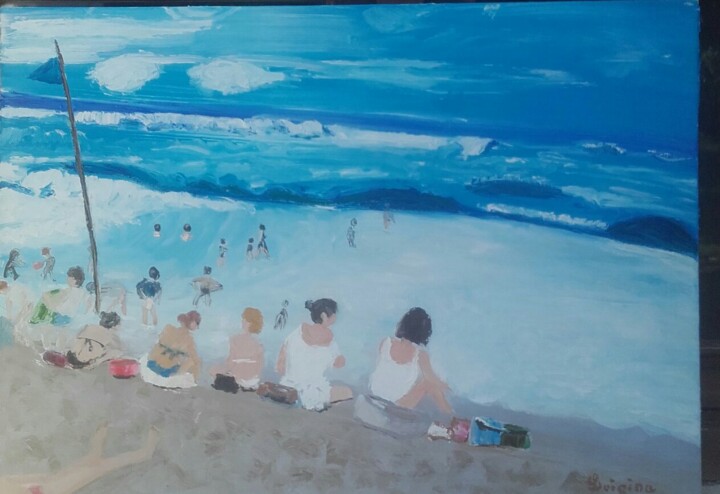 Peinture intitulée "plage-libanais-001.…" par Luigina, Œuvre d'art originale, Huile