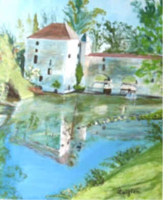 Painting titled "Le Moulin" by Luigina, Original Artwork, Oil