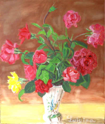 Painting titled "Bouquet de Roses" by Luigina, Original Artwork, Oil