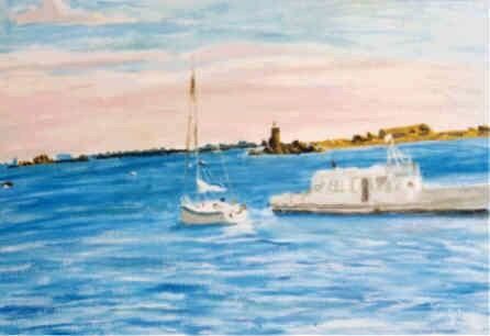Painting titled "Le phare" by Luigina, Original Artwork, Oil
