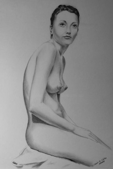Dessin intitulée "nude-2.jpg" par Lacasa, Œuvre d'art originale, Graphite