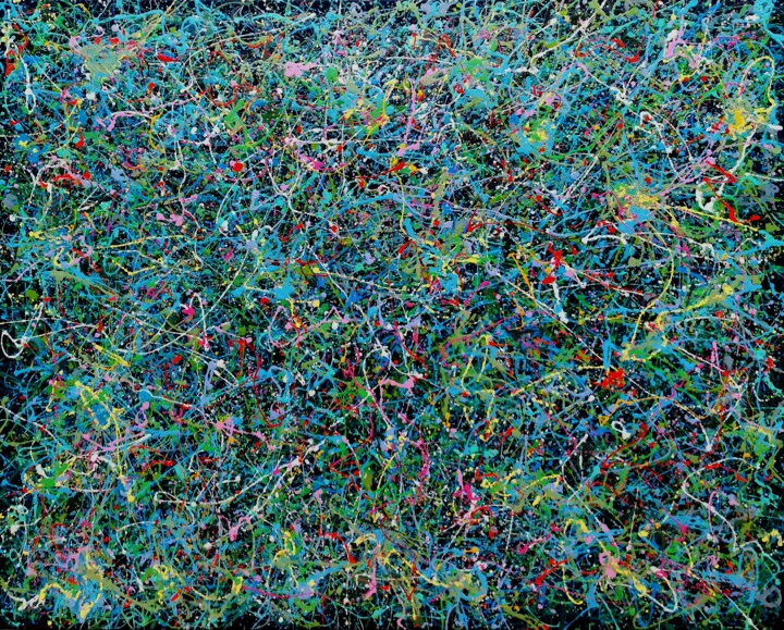 Картина под названием "Coral Reef" - Luís Bastos, Подлинное произведение искусства, Эмаль Установлен на Деревянная рама для…