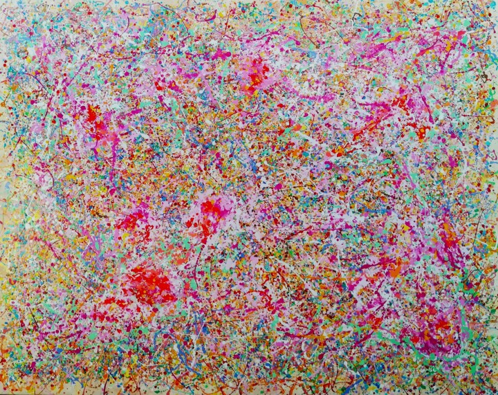 Peinture intitulée "ChinaRose Garden" par Luís Bastos, Œuvre d'art originale, Acrylique Monté sur Châssis en bois