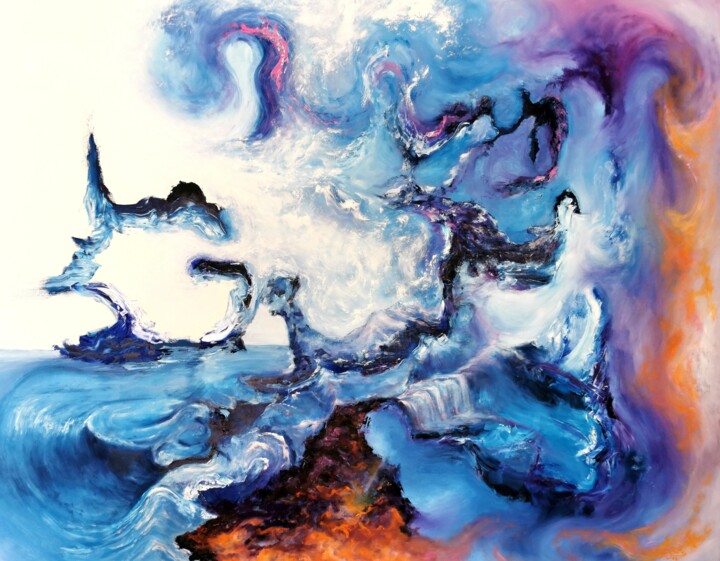 Картина под названием "Elemental equilibri…" - Luís Bastos, Подлинное произведение искусства, Масло Установлен на Деревянная…