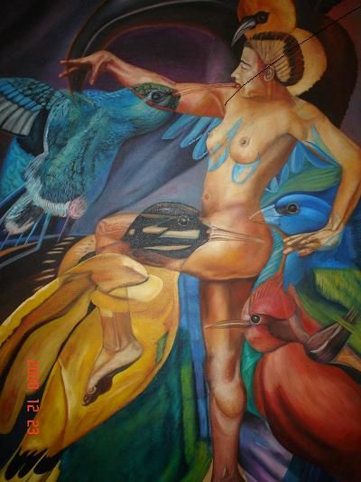 Painting titled "LA DANZA DE LA DIOSA" by Luis Blanco, Original Artwork