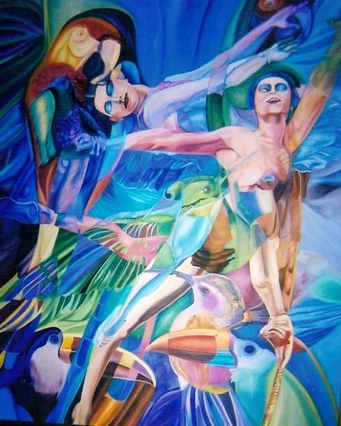 Painting titled "La danza de los paj…" by Luis Blanco, Original Artwork