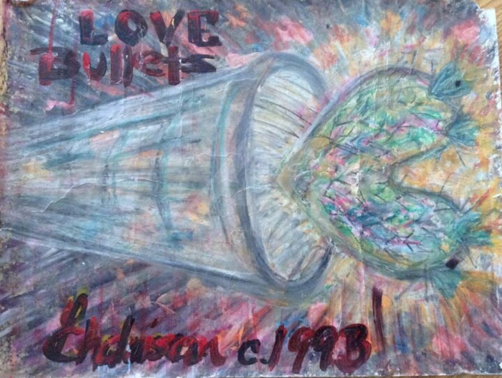 Painting titled "Love Bullets" by Luis Chaluisan, Original Art, Pastel